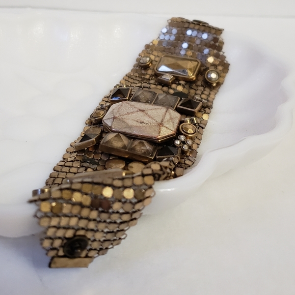 Jewelry - Vintage gold metal mesh bracelet, vintage jewelry